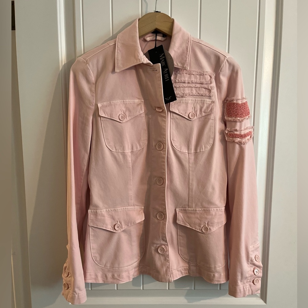 Marc Aurel ‘Who Run The World? Girls.’ pink lightweight blazer jacket - Picture 7 of 16